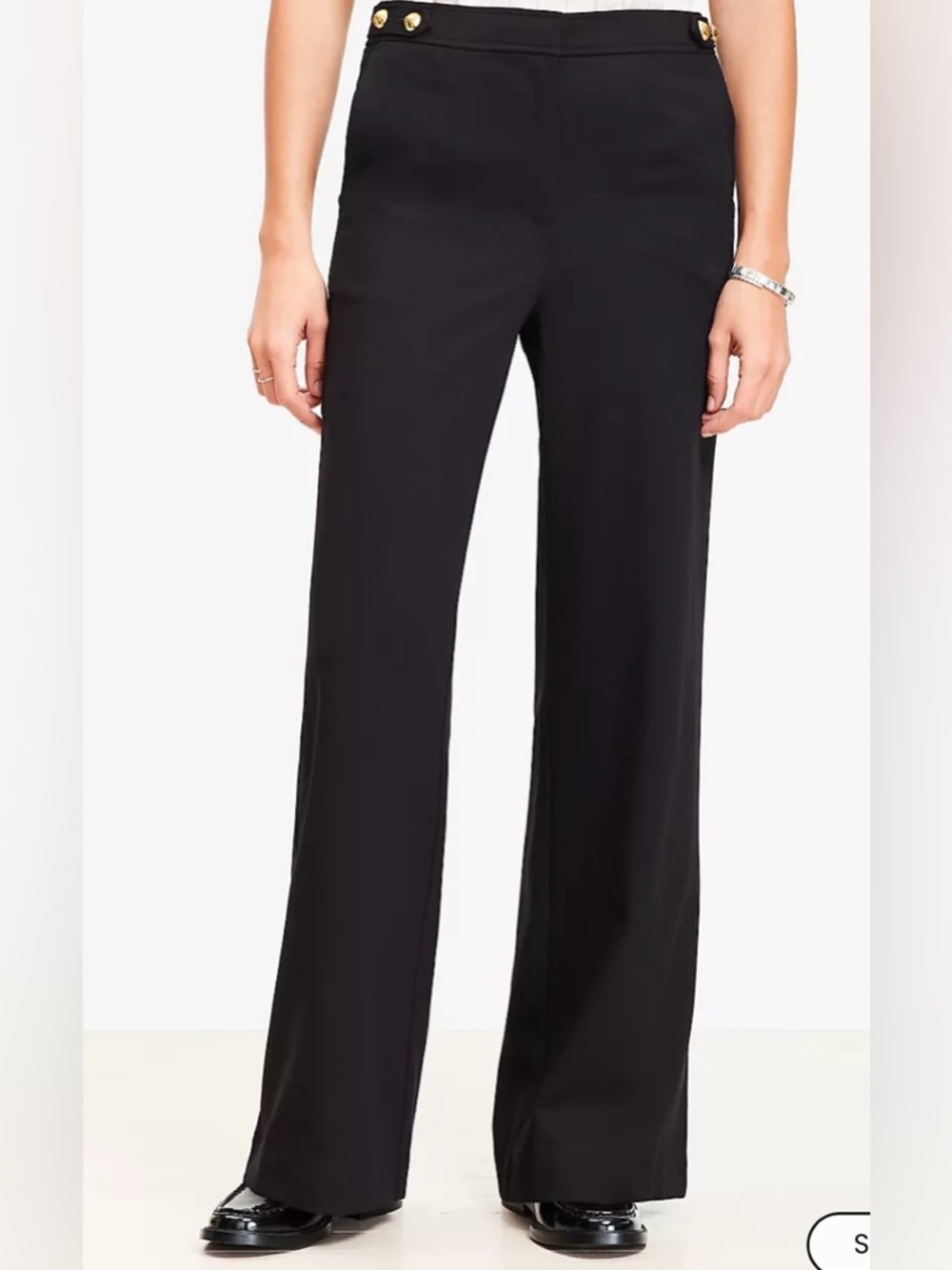 LOFT Curvy Tab Waist Wide Leg Pants in Twill
